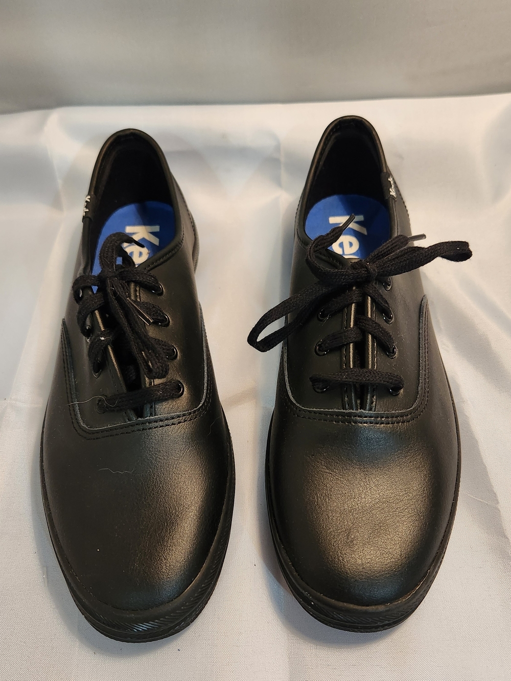Keds Black Leather-Look Lace-Up Sneakers